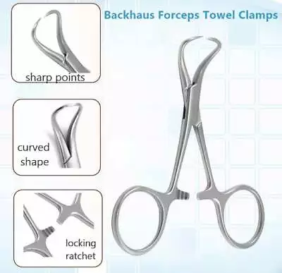 Backhaus Towel Clamps Forceps Surgical Veterinary Medical Instruments O.R. Grade • $6.99