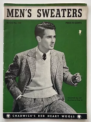 MEN'S SWEATERS : Chadwick's Red Heart Wools : Book 148 : 1940 Catalog • £12.50