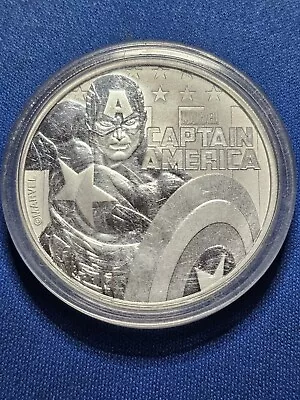 2019 Tuvalu 1 Oz 9999 Silver $1 Coin.  Marvel Comics: Captain America • $30