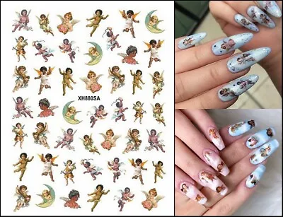 Little Angel Nail Sticker God's Love Protection Moon Wings Love Arrow Heart Rose • $2.78