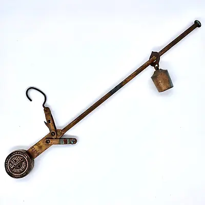 Vintage DACHE Industrial Hanging Balance Beam 10kg Scale Sliding Weight COPPER • $35