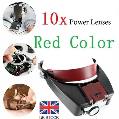Magnifying Glass Headset LED Light Head Headband Visor Magnifier Loupe With Box • £11.98