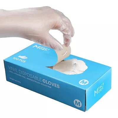 Medium Disposable Vinyl Gloves Powder-Free Ambidextrous 100 Ct. Box - In Stock • $9.95