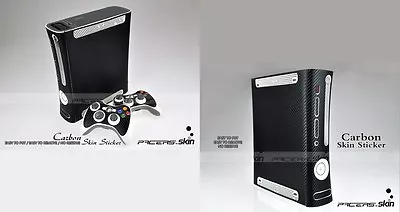 Black Carbon Fiber Vinyl Skin Sticker For Xbox360 Console And 2 Controller Skins • $10.99