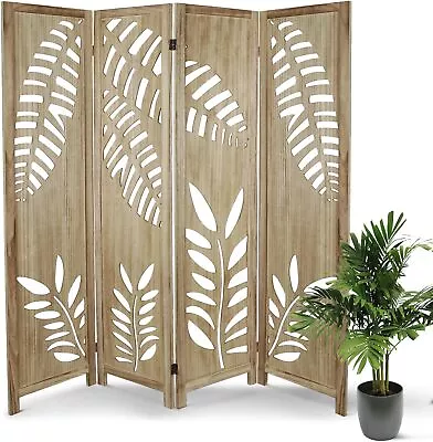 4 Panel Room Dividers 5.6Ft Home Carved Wood Room Divider Folding Privacy S • $114.99