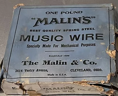 NEW Malin's Brand Spring Tempered Music Wire .013 Diam.  1 Pound NOS • $18.99
