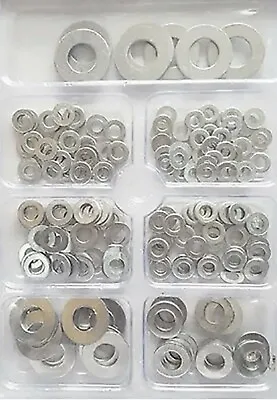 High Quality Assorted Metal Zinc Coated Various Sizes Flat Washer Kit • £3.69