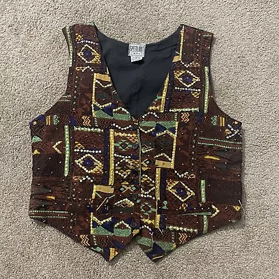 Vintage Speed Limit MPH Embroidered Aztec Vest Women's Size M Boho Hippie • $5.99