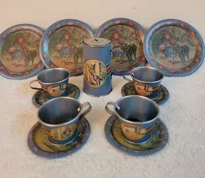 Vintage  Little Red Riding Hood Children's Tin Tea Set • $35.95