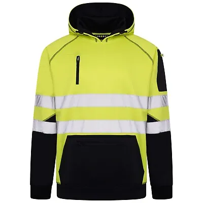 £19.95 • Buy Hi Viz Vis High Visibility Jacket 3 Zips Hoodie Work Zip Hooded Top SweatShirts 