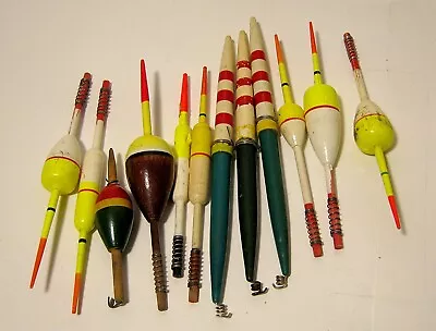 Vintage Mixed Lot Of 12 Wood & Plastic Fishing Bobbers Great For Use Or Display • $39.99