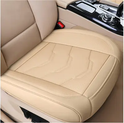 $35.90 • Buy Beige Surround Car Front Single Seat Cushion Cover PU Leather Without Backrest