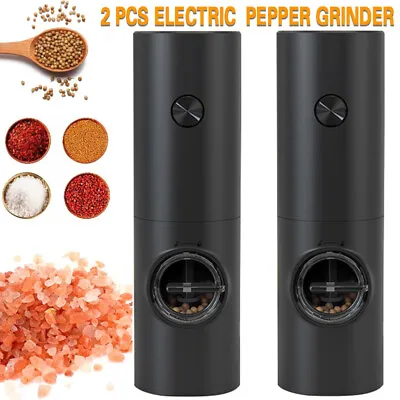 2x Electric Salt And Pepper Grinder Auto Mill Shaker Adjustable Coarseness + LED • £11.49