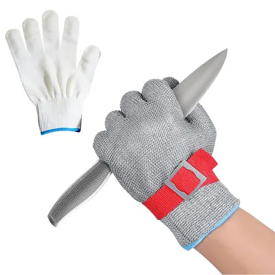 Safety Cut Proof Stab Resistant Butcher Gloves Stainless Steel Wire Metal Mesh • £8.89