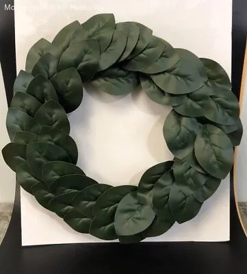 Allen + Roth Nearly Natural 24  Green Artificial Magnolia Artificial Wreath New • $8.09