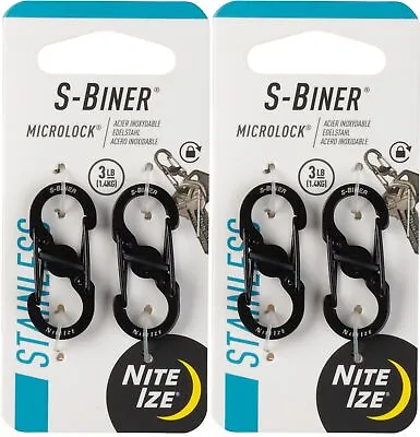 Nite Ize 2-Pack S-Biner MicroLock Stainless Steel Carabiner - Black (2-Pack) • $13.43