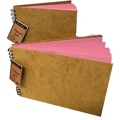 BRIGHT PINK Wooden Hardback Cover Scrapbook Pad Wirobound Sketch Photo Album  • £14.99