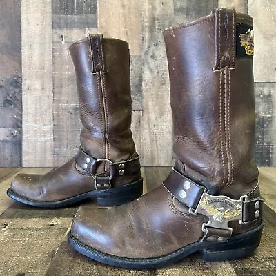 Harley Davidson Vintage Square Toe Buckle Harness Motorcycle Boots Mens 7.5 M • $135