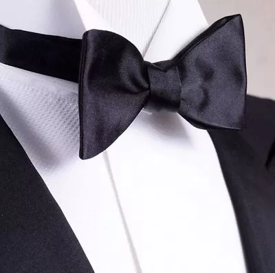 Mens FERUCCI Oversized Self Tie Bow - Black Silk Bowtie Mens Big Bow Tie • $49.99