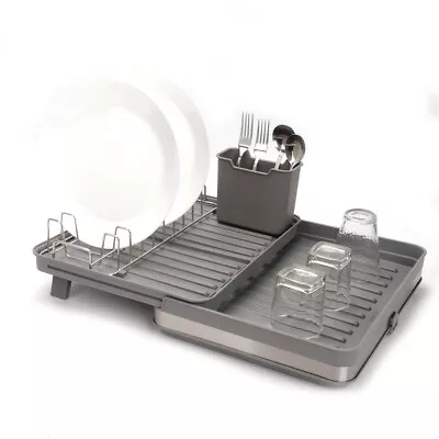 Stainless Steel Dish Drying Rack Extendable Kitchen Plates Organizer Drainage • $40.07