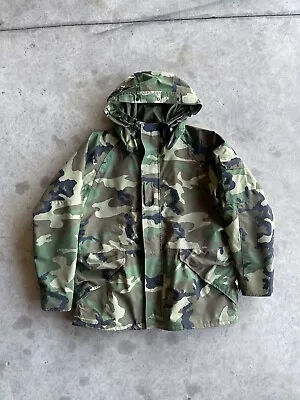 Vintage 90s US Military Gore Tex Cold Weather BDU Woodland Jacket Large  • $89.49