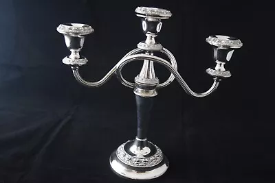 VINTAGE IANTHE Silver Plated 3 Arm Candelabra Candlestick With Ornate Decoration • £18