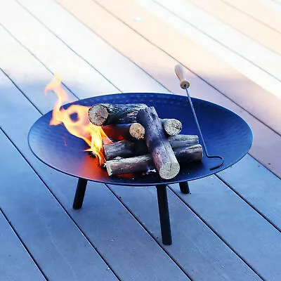 £12.99 • Buy Round Steel Fire Pit Bowl Patio Heater BBQ Firepit Camping Garden Heating 52cm