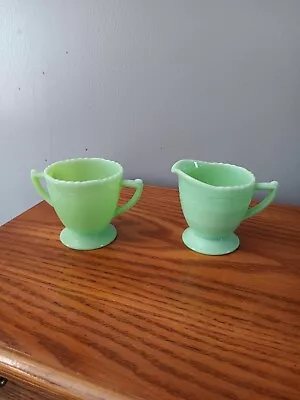 McKee Jadeite URANIUM Glass Sugar And Creamer Dishes • $175