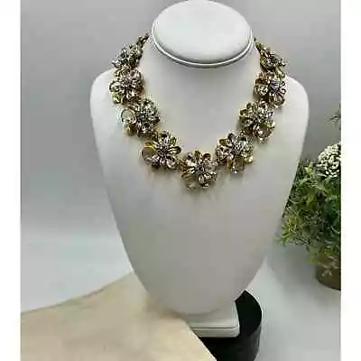 J. Crew Crystal Bloom StackedRhinestone Floral StatementCollar AB Necklace • $95