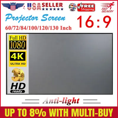 60 -130  3D HD Projector Screen Curtain Anti-light Home Cinema Outdoor Portable • $13.99