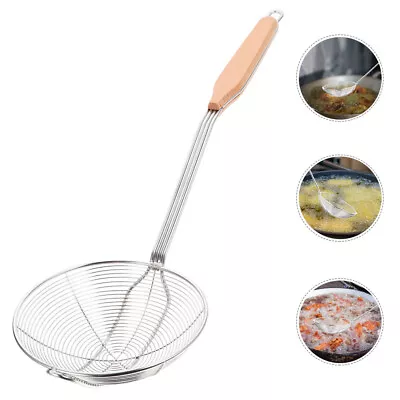  Net Leak Fine Mesh Strainer Cooking Ladle Wire Scoop Frying Spoon • £14.35