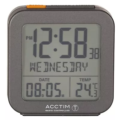 Acctim Invicta Digital Alarm Clock Radio Controlled Crescendo Alarm Grey • £34.95