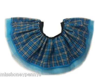 Neon BLUE Tutu Tartan Kilt Punk Mini Skirt 80s Fancy Dress All Sizes & Length • £14.95