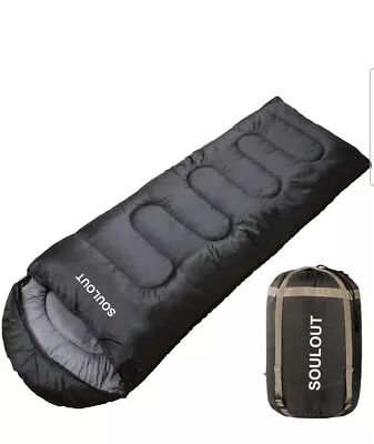 SOULOUT Sleeping Bag 3-4 Season Warm Weather And Winter Lightweight Waterproof • £30