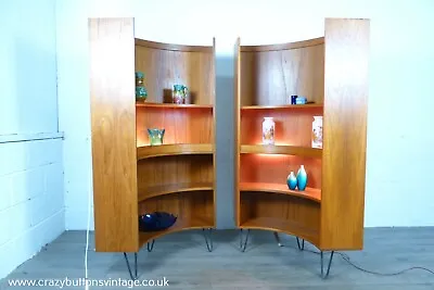 G Plan Pair Of Teak Corner Bookcase Display Units On Hairpin Legs • £325