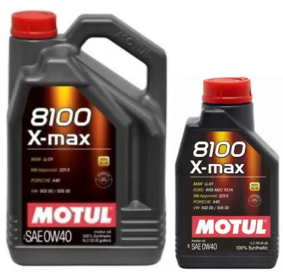 £18.66 • Buy Motul 8100 X-max 0W40 Fully Synthetic Engine Motor Oil WSSM2C937A 505 00 LL-01 