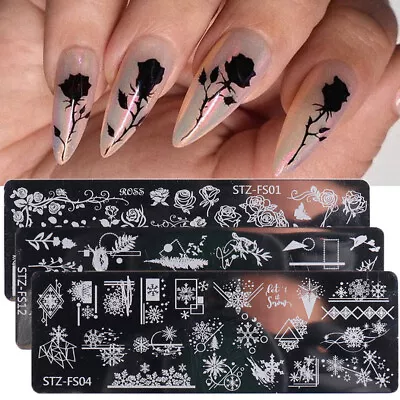 Reusable DIY Nail Art Stamping Plates Flower Nail Stencils Template Gel Polish ∆ • $3.21