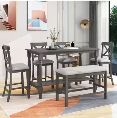 Harper And Bright Designs Dining Table Set W/ Shelf 29.5  W X 60  L 4-Chairs • $859.95