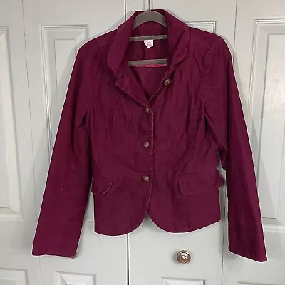 J. Crew Y2K Corduroy Bella Mulled Wine Button Cotton Blazer Jacket Wm’s 6 • $25.46