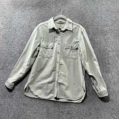 $29.88 • Buy Vintage LL Bean Chamois Flannel Button Up Shirt Large Green Gray Long Sleeve