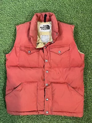 Vintage 70’s/80’s Mens Orange The North Face Down Puffer Vest Brown Tag Size S • $50