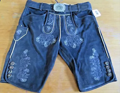 German Trachten Lederhosen Shorts Oktoberfest  Waist Sizes 34 38 (Euro 52 56) • $295