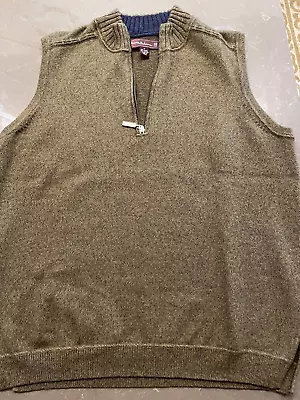 Tommy Bahama Sweater Vest Mens M Olive Green 1/4Zip Pullover Wool Cotton Blend • $13.99