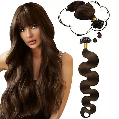 Moresoo Dark Brown Keratin U Tip Hair Extensions Real Human Hair 22 Inch Wavy... • $80.76