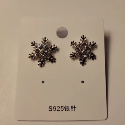 $20 • Buy Sterling Silver Snowflake Earrings-20 Mm-Not Tiny-Beautiful-Rhinestones