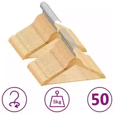 50 Pcs Clothes Hanger Set Non-slip Hardwood VidaXL • £62.62