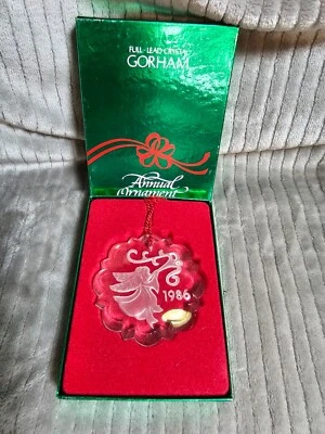 $3 • Buy Gorham Full Lead Crystal Ornament In Box Annual 1986 Christmas Tree Angel