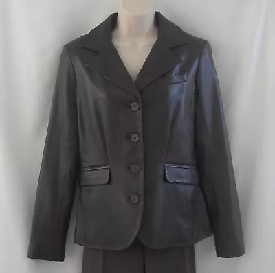 $39.99 • Buy Vakko Sport Deep Brown Leather Blazer Jacket Size 6 Excellent
