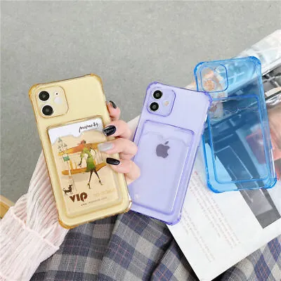 $7.99 • Buy Case For IPhone 11 12 13 14 Pro X XR XS SE Shockproof Card Clear Silicone Cover