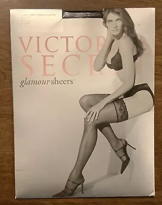 Victoria's Secret Glamour Sheers Lace Top Thigh Highs Stocking Black Small NIP • $16.99